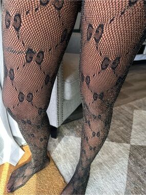 Gucci Black GG Fishnet Tights